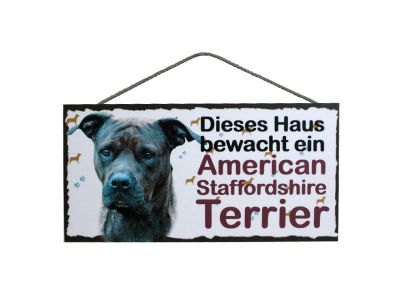 Holzschild - Dieses Haus bewacht ein American Staffordshire Terrier - 25 x 12,5 cm