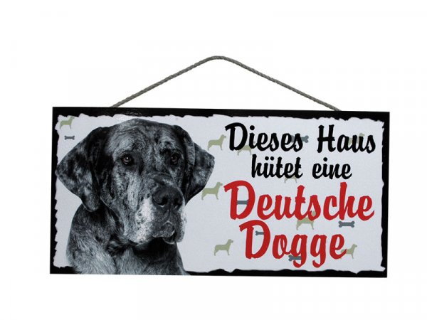 Holzschild - Dieses Haus hütet eine Deutsche Dogge - 25 x 12,5 cm