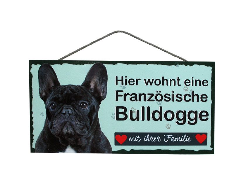 Holzschild Hund 12x18 cm Französische Bulldogge Holz Deko Schild
