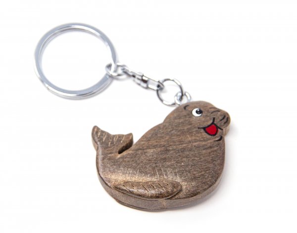 Schlüsselanhänger aus Holz - Lustiger Seehund
