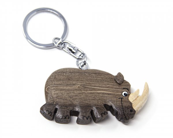 Schlüsselanhänger aus Holz - Nashorn