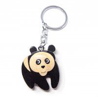Schlüsselanhänger aus Holz - Panda