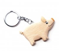 Schlüsselanhänger aus Holz - Schwein