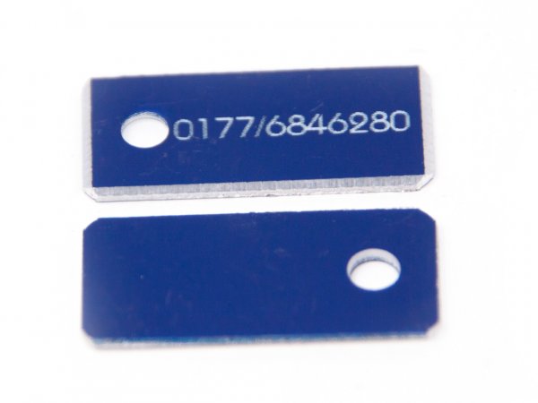 Adresstafeln mini mit Loch - blau - 10 Stück - 19mm