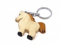 Schlüsselanhänger aus Holz - Pferd weiß