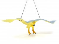 Spieltier mit Hängeband - Papagei gelb/blaugrau