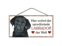 Holzschild - Hier wohnt der verwöhnteste Labrador...