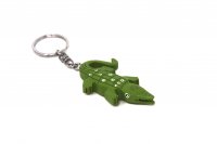 Schlüsselanhänger aus Holz - Krokodil grün