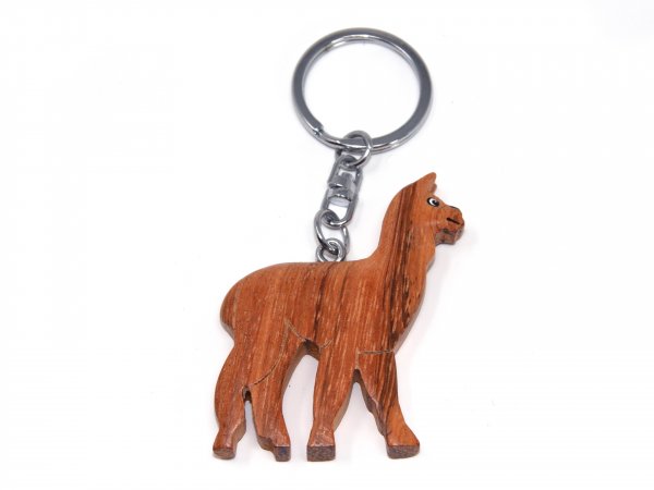 Schlüsselanhänger aus Holz - Alpaka - braun